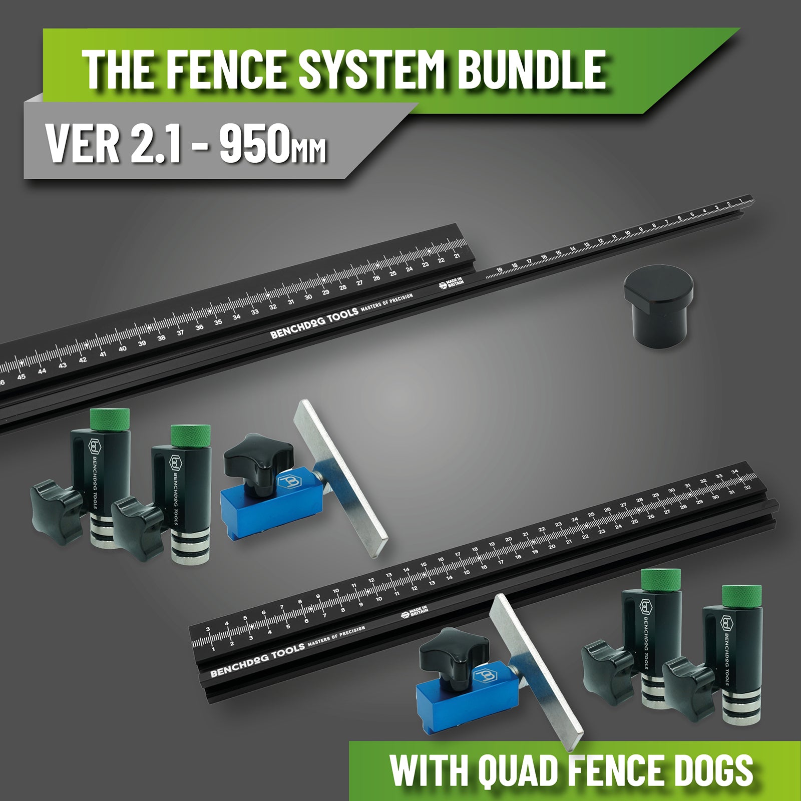 The Fence System Bundle - 1150mm MK2 or 950mm Ver 2.1) - With MK2 Quad Fence Dogs