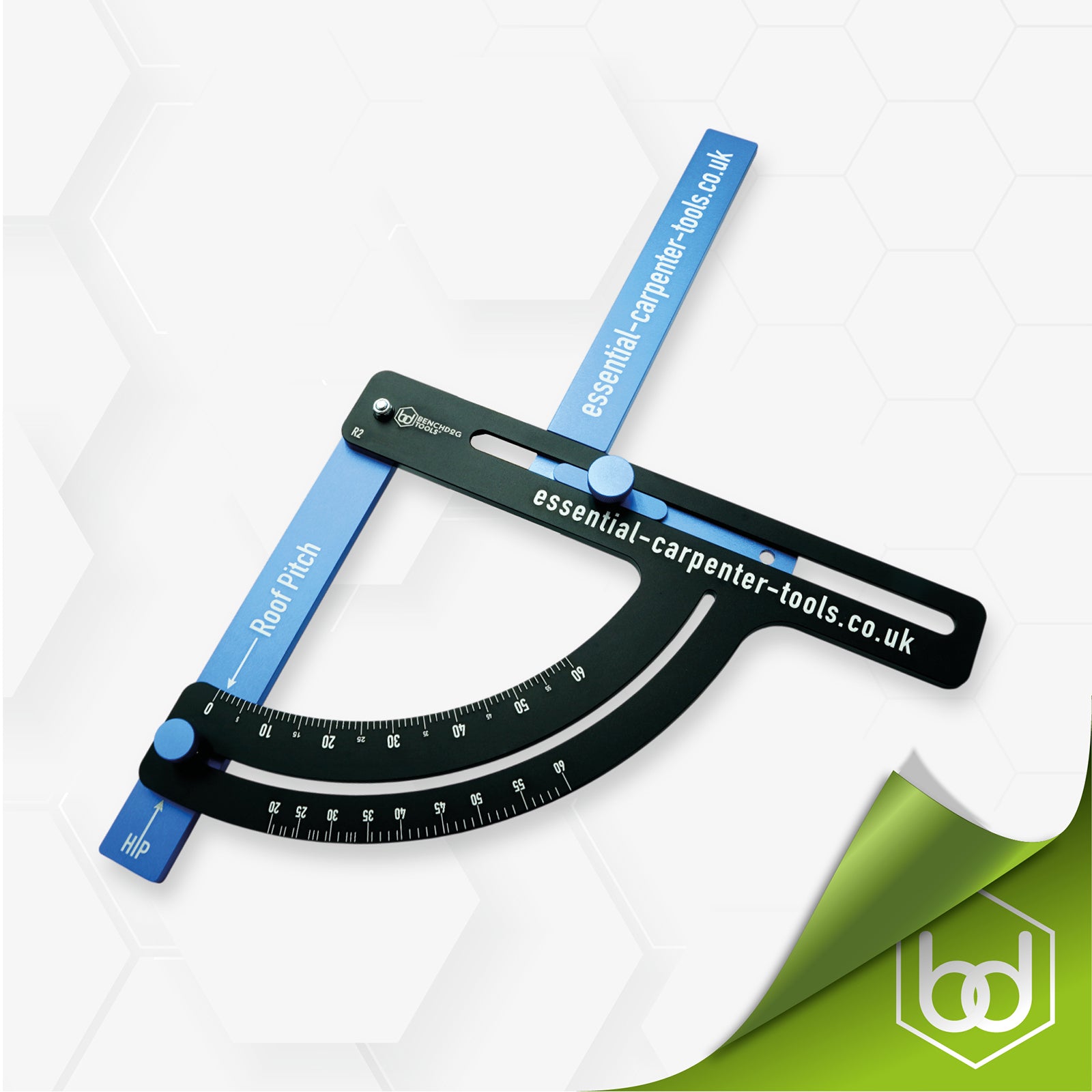 Essential Carpenter Tools Carpenter's Roofing Square with blue extensions on a white background - Main image