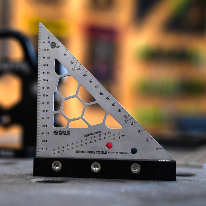 Benchdogs Pocket Triangle on Workstation with blurred background