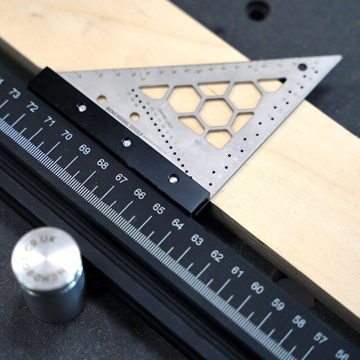 Benchdogs Pocket Triangle 5 with Fence and Benchdog on the table