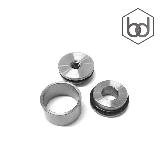 Split down view of Quad Dogs™ Base • Stainless Steel